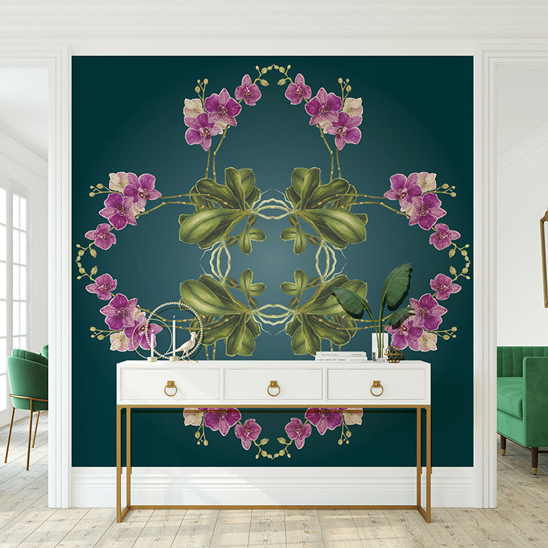 Exotic-Orchid-Botanical-Mural-Teal-by-Adrienne-Kerr-1.jpg