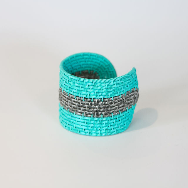 African Wire Wide Striped Cuff Bangle