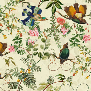 Vintage Tropical Birds Jungle Sage wallpaper